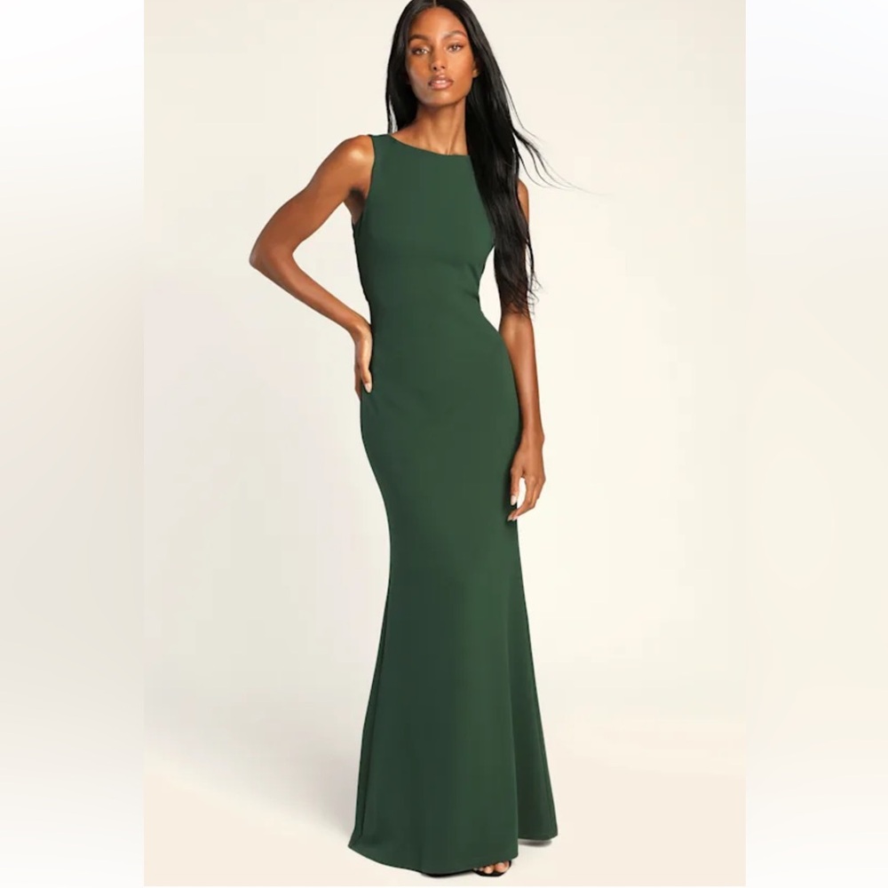Love In Your Eyes Hunter Green Knotted Mermaid Maxi Dress size M